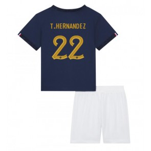 Lacne Dětský Futbalové dres Francúzsko Theo Hernandez #22 MS 2022 Krátky Rukáv - Domáci (+ trenírky)